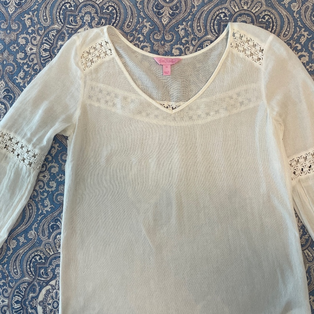 Lilly Pulitzer White Tunic Gauze White Top